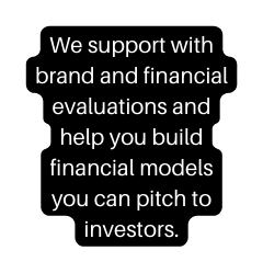 We support with brand and financial evaluations and help you build financial models you can pitch to investors